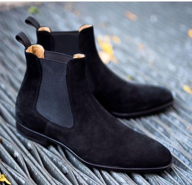 black suede ankle boots for men