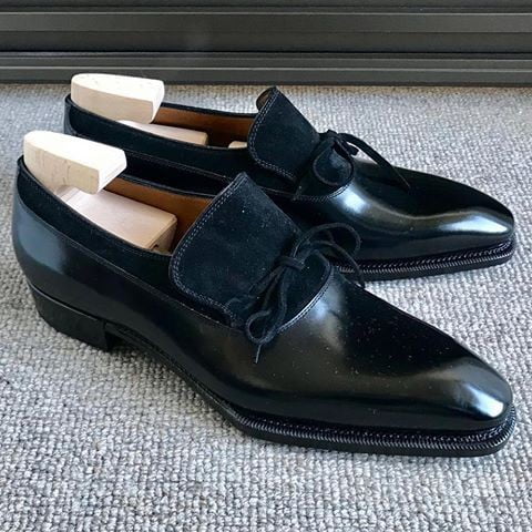 Black Suede Leather Shoes for Men Lace up Dress Shoes