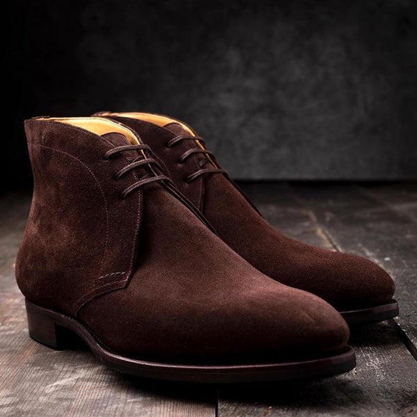 Brown Suede Chukka Boots for Men Handmade Leather Boots