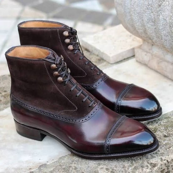 Burgundy Suede Leather Boots
