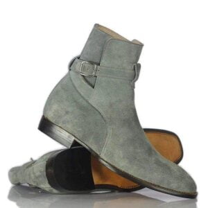 Gray Suede Jodhpur Boots for Men High Ankle Leather Boots