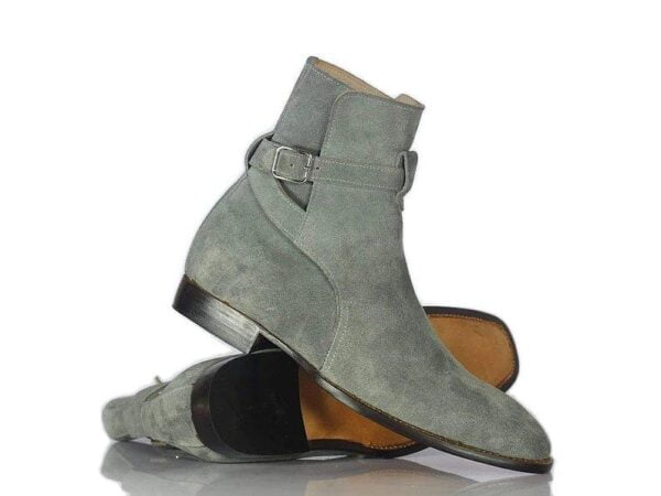 Gray Suede Jodhpur Boots for Men High Ankle Leather Boots