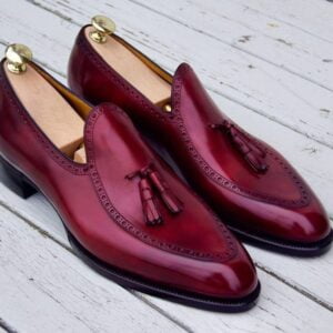 Burgundy Red Tassel Loafer for Men Party Wear Fashion Shoes