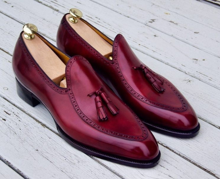 Luxury Burgundy Tassel Loafer Slip on Fashion Shoes for Men