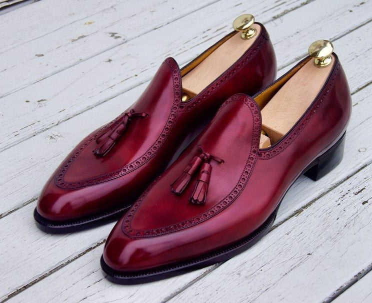 Burgundy Red Tassel Loafer for Men Party Wear Fashion Shoes
