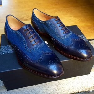 Luxury Navy Suede Leather Wingtips Brogue Shoes for Men Fashion Shoes