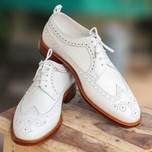 Stylish Mens Casual Shoes White Wingtips Brogue Shoes