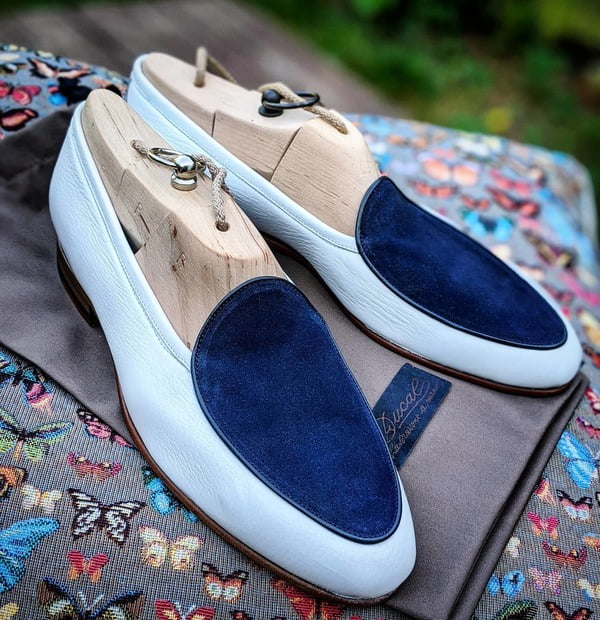 Navy Suede White Shoes for Men Fashion Wedding Shoes