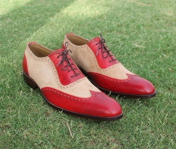 Details about   Handmade Men's Leather Oxford  Multi Color Wing Tip Burnished Stylish Shoes-800 