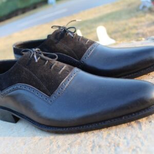 Oxford Black Suede Leather Dress Shoes for Men