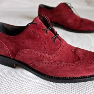 Oxford Red Suede Leather Shoes for Men Red Dress Shoes