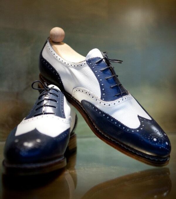white and navy shoes mens