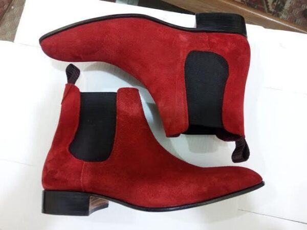 Red Suede Chelsea Boots for Men