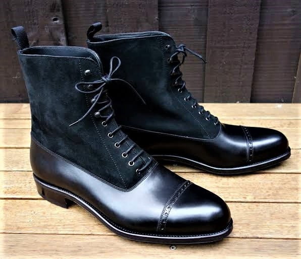 Black Leather Suede Boots