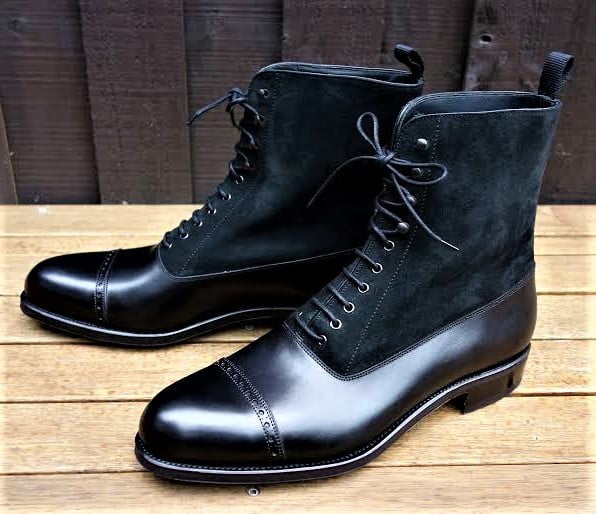 Stylish Black Leather Suede Lac up Ankle High Mens Dress Boots