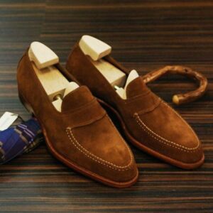 Brown Suede Penny Loafer Slip on Shoes for Men Casual Shoes