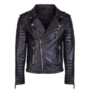 Mens Street Wear Cowhide Black Leather Bikers Jacket