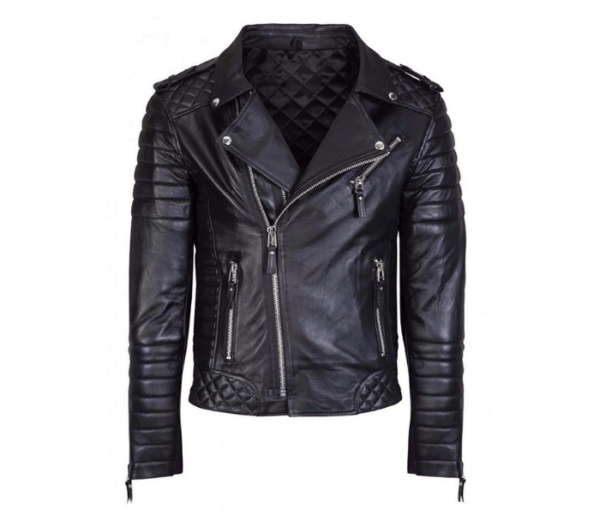 Mens Street Wear Cowhide Black Leather Bikers Jacket