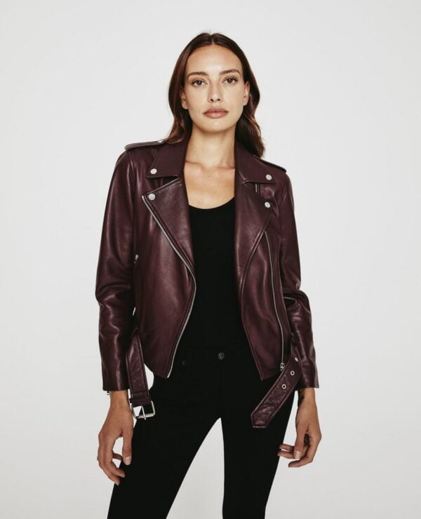 Burgundy Women Leather Jacket