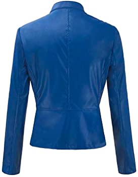 Women Blue Genuine Leather Quilted Jacket