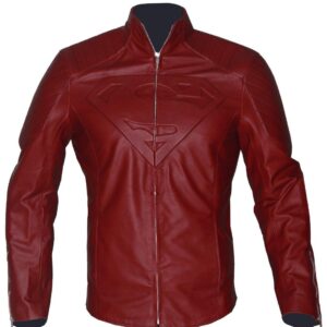 Superman Leather Jacket for Men Red Smallville Cosplay Jacket