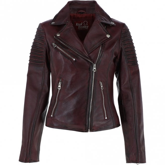 Ryder Crop Leather Jacket Burgundy / 1x