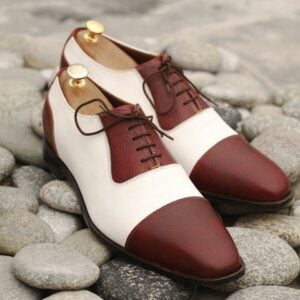 Brown and White Oxford Mens Shoes