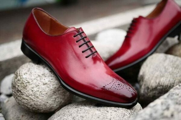 Oxford Burgundy Dress Shoes for Men Brogue Shoes