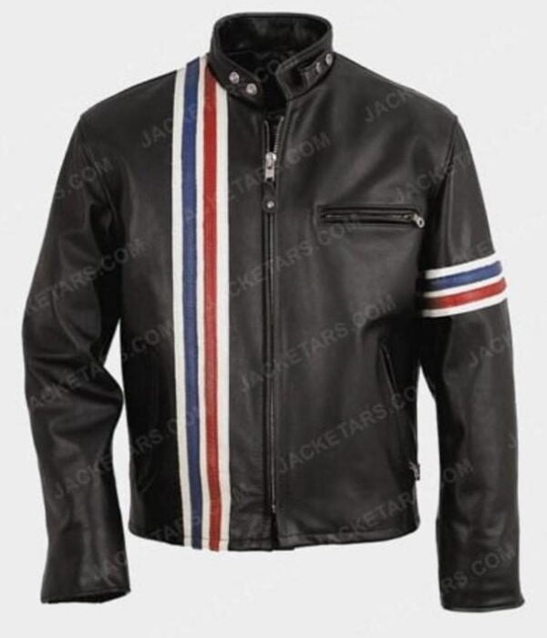 American Flag Jacket for Men Street Fashion Black Leather Jacket