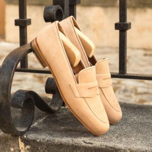 Beige Suede Penny Loafers Slip on Shoes for Men Casual Shoes