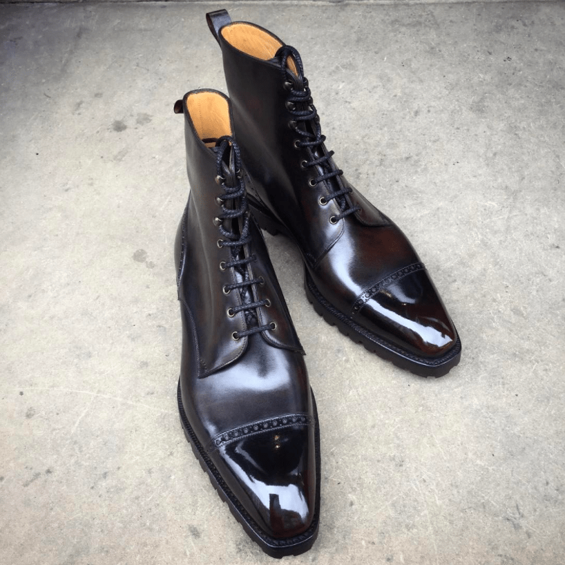 Black Ankle Leather Boots for Men Dress Boots