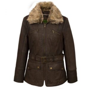 Brown Fur Jacket Women Stylish Winter Wool Jacket