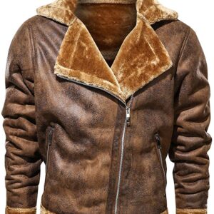 Brown Fur Jacket for Men Leather Jacket