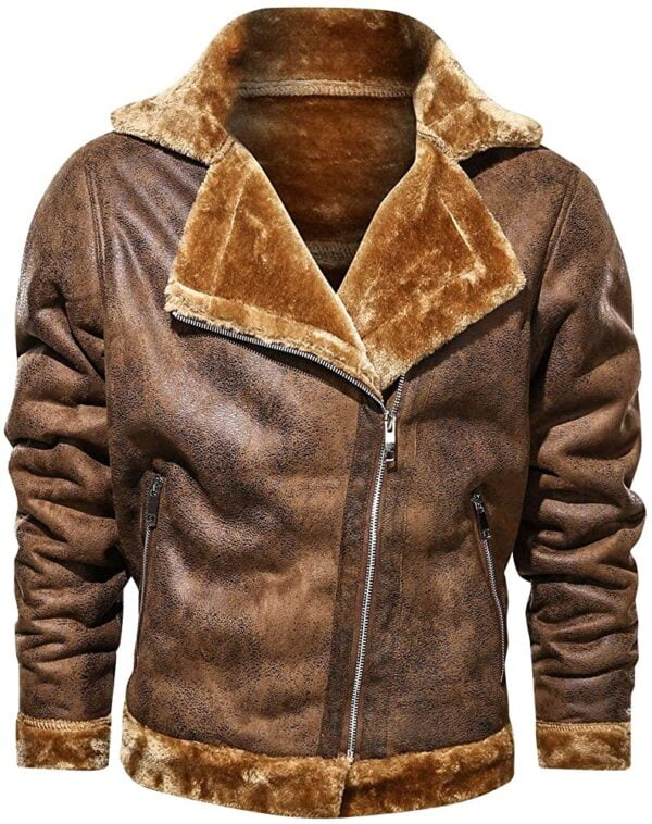 Brown Fur Jacket for Men Leather Jacket