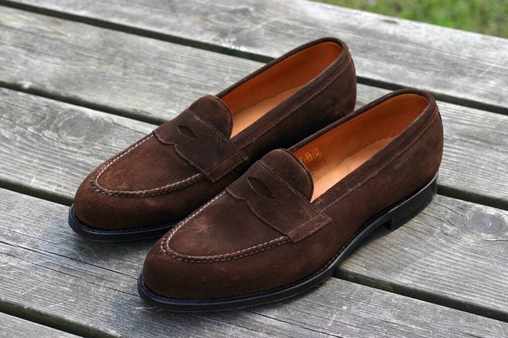 Brown Faux Suede Penny Loafers