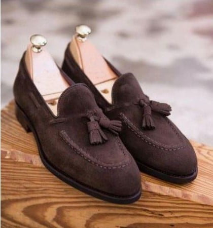 Brown Suede Tassel Loafers Slip on Shoes for Men Casual Shoes
