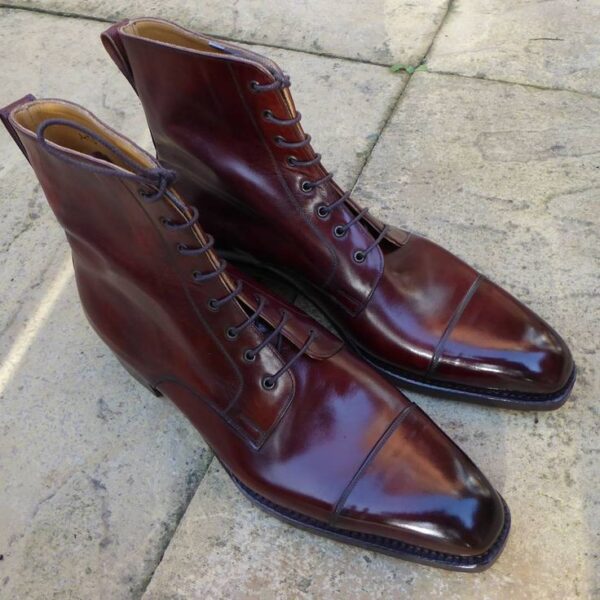Burgundy Ankle Leather Boots