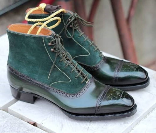 Green Suede Leather Boots