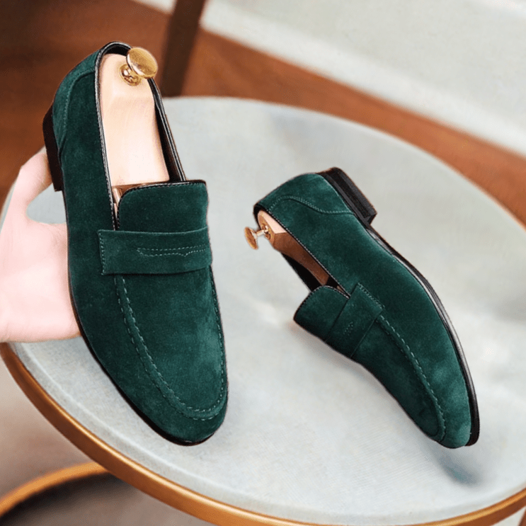 Green Suede Penny Loafer Slip on Shoes for Men Casual Shoes display picture 2