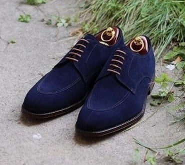 Oxford Navy Leather Suede Derby Shoes for Men Fashion Shoes