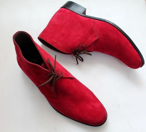 Red Suede Chukka Boots for Men Handmade Leather Boots