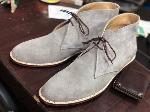 Gray Suede Leather Chukka Boots for Men