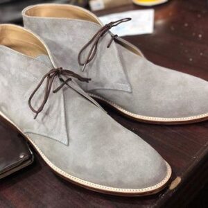 Smoky Gray Suede Leather Chukka Boots for Men