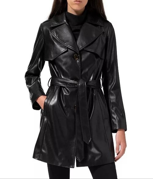 Black Short Coat for Women Trench Coat