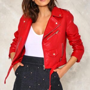 Red Women Cropped Jacket
