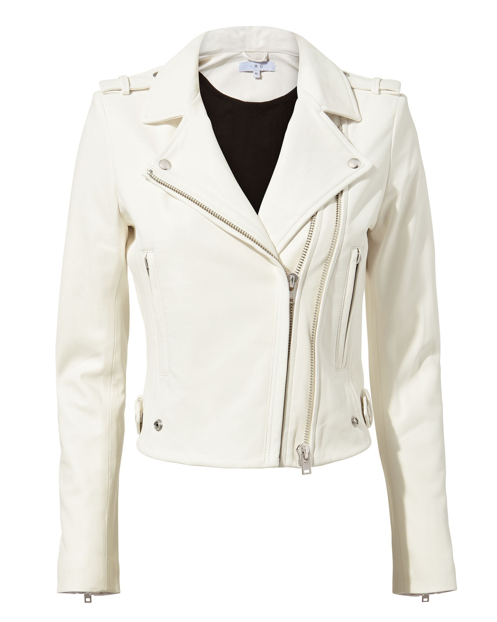Western White Faux Leather High Fashion Women Leather Jacket