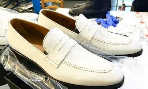 White Leather Penny Loafer for Men Dress Shoes