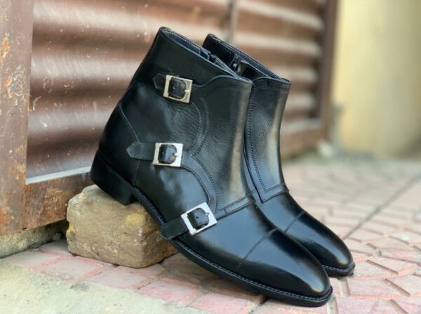 black leather boots men