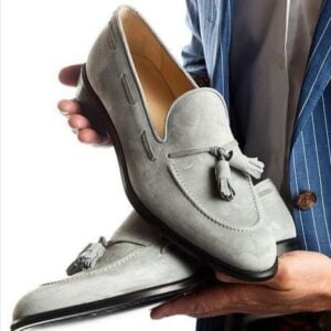 Gray Suede Tassel Loafers Slip on Shoes for Men Casual Shoes