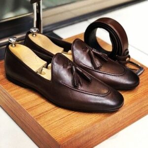 Men Brown Tassel Loafer Handmade Leather Dress Shoes